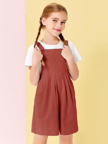 Haloumoning Girls Rompers Kids Summer Casual Adjustable Strap Short Overalls Jumpsuits with Pockets in Kuwait