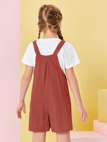 Haloumoning Girls Rompers Kids Summer Casual Adjustable Strap Short Overalls Jumpsuits with Pockets in Kuwait