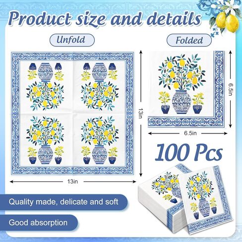 100 قطعة عيد الميلاد منديل ورقي كسارة البندق توبياري المتاح الغداء منديل الأزرق والأبيض Chinoiserie عشاء منديل لعيد الميلاد الشتاء لوازم الحفلات in Saudi Arabia