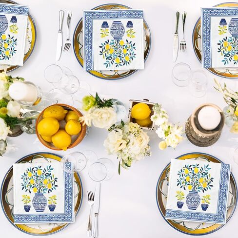 100 قطعة عيد الميلاد منديل ورقي كسارة البندق توبياري المتاح الغداء منديل الأزرق والأبيض Chinoiserie عشاء منديل لعيد الميلاد الشتاء لوازم الحفلات in Saudi Arabia
