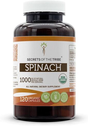Secrets of the Tribe Spinach، 60 كبسولة، 1000 مجم، أوراق السبانخ العضوية (Spinacia oleracea) المجففة من وزارة الزراعة الأمريكية (60 كبسولة) in Saudi Arabia