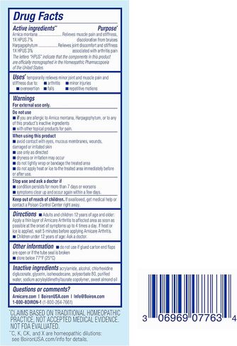 Boiron Arnicare Arthritis Cream for Pain Relief of Knees, Hands, Wrists, Elbows, Joints & Muscles – Quickly Absorbed & Fragrance-Free – 4.2 oz in Saudi Arabia