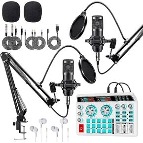 F999 Podcast Equipment Bundle for 2,DJ Mixer with BM800 Podcast Microphone Bundle Studio Condenser Microphone Perfect for Podcasting, Recording, Singing, TikTok Live Vlog,Streaming and Gaming in Saudi Arabia