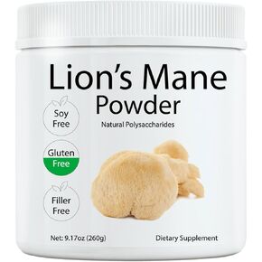 Lion's Mane Powder, Lions Mane Mushroom Extract, Brain Health Support Supplement, Mushroom Supplement for Mental Clarity, Cognition and Immunity, 1 Pound (16 oz)