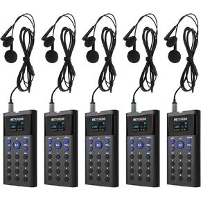 Retekess TT128 Automated Tour Guide System, Self-Guided Audio Tour System, Supports 41 Languages, 16GB Storage, Tour Guide Microphone and Speaker for Walking Tours (5 Packs)