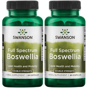 Swanson Double Strength Boswellia-Herbal Supplement Promoting Joint Support-Ayurvedic Herb for Joint Flexibility & Mobility Support-Made w/Boswellia Serrata Resin-(60 Capsules, 800mg Each) (2 Pack)