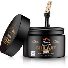 Shilajit Pure Himalayan Organic Resin - 800mg Gold Grade Shilajit Resin with Fulvic Acid & 85+ Trace Minerals Complex for Energy, Strength & Immunity, Shilajit for Men & Women, 800mg