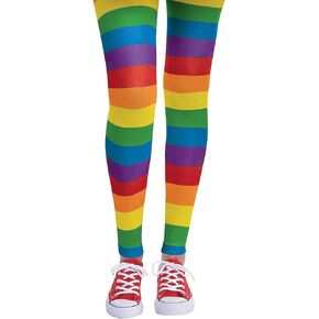 Rainbow Footless Tights - Adult Size - Multicolor Nylon/Spandex Blend - Perfect for Unique & Eye-Catching Outfits, 1 Pc.