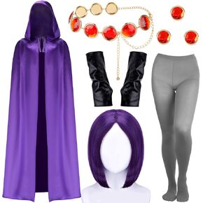 8 Pcs Halloween Cosplay Costume Set Include Cloak WIg Waist Belt Pantyhose Gloves for Women Anime Dress Up