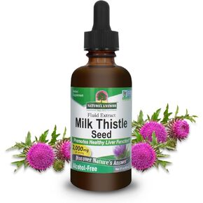 استخراج Nature's Asse Milk Thistle 2 أوقية - خالية من الكحول ، غير الكائنات المعدلة وراثيًا ، ملحق دعم الكبد للجميع - إزالة السموم من الكبد ، المصنوع في الولايات المتحدة الأمريكية