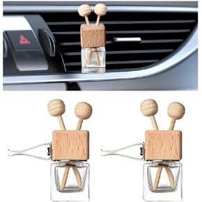 2PCS Car Diffuser Air Freshener Bottle, Refillable Empty Glass Perfume Bottles with Vent Clip, Universal Essential Oil Diffuser for Most Vehicles, Interior Car Accessories