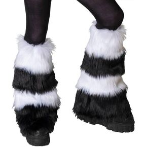 Womens Faux Fur Leg Warmers, Winter Fuzzy Warm High Heels Long Boots Shoes Cuff Covers for Rave Party Carnival