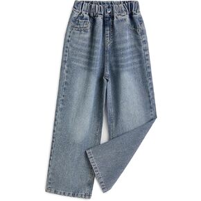 Girls Jeans High Waist Wide Leg Baggy Denim y2k Pants 2025 Summer Fashion Clothes for Kids Streetwear in Kuwait