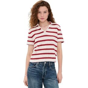 Madewell Women's Crochet Knit V Neck Sweater Tee