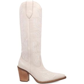Dingo Womens Evita Southwest Snip Toe Casual Boots Over the Knee Low Heel 1-2" - Off White