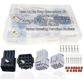 Lsgoodcare 440Pcs Car Auto 12 Pin Way Connectors 16 Pin Way Automotive Waterproof Electrical Connector Plug Male Female Kit with Nylon Housing Terminal Sockets ﻿ ﻿