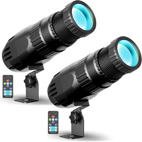 2PC 10W RGBW 4 in 1 Mini Pinspot Light Remote Control Spotlight Super Bright Beam Pin Spot Light Disco Ball Light Jump Gradual Breathe Modes for Disco Party Bar Club Show Wedding Children's Theater