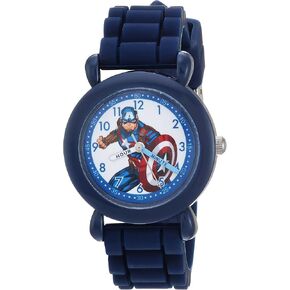 MARVEL Captain America Kids' WMA000233 Avenger Analog Display Analog Quartz Blue Watch