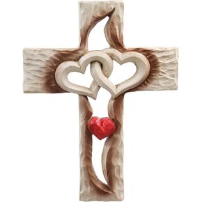 Oooct Carved Cross, Cross Wall Decor, Resin Love Cross, Never Separates Love Cross, Great Christian Gift, Wall Art Gift, Home Living Room Decor 6.88×5.23 Inches
