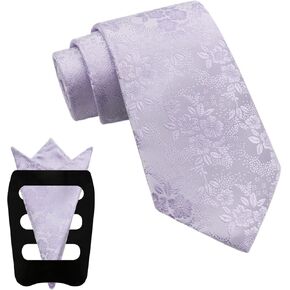 Mantieqingway Floral Ties for Men, 3pcs/set Neck Tie Pocket Square Holder Set for Wedding Business Prom Party Usual