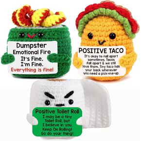 TuSuQing Bluk Mini Positive Crochet Emotional Inspirational Support Christmas Small Gifts for Women Birthday Gifts, Handmade Knitted Crochet Animals Christmas Stocking Stuff