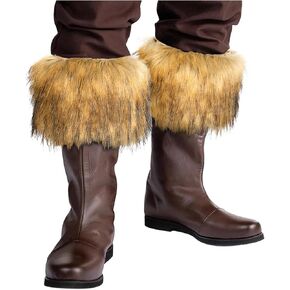 Joukavor Viking Fur Boot Cuffs Medieval Faux Fur Boot Toppers for Women Men Halloween