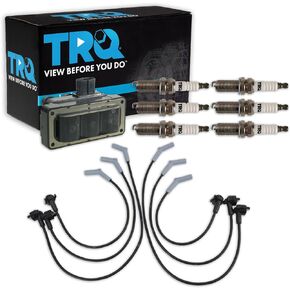 TRQ Ignition Kit Ignition Coil Spark Plugs Wire Set Compatible with 1998-2000 Ford Ranger Mazda B3000