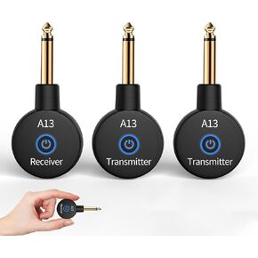 نظام جيتار لاسلكي A13، ملحقات جيتار 2.4 جيجا هرتز مع صوت 24 بت 48 كيلو هرتز، بدون كمون، نطاق 100 قدم، بطارية قابلة للشحن لمدة 5 ساعات، قابس مزدوج للجيتار الكهربائي والباس، التوصيل والتشغيل in Kuwait