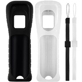 2 Packs Silicone Skin Case Cover with Wrist Strap for Nintendo Wii Remote Controller (Red+Blue)
