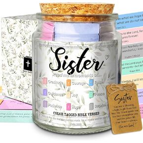 Sister Birthday Gifts – Bible Verse Jar, Christian Gifts for Women, Inspirational Gift for Sis, Bestie, Sister-in-law, BFF, Best Friend, Teen Girls, Easter & Christmas Stocking Stuffers