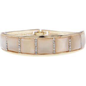 Alilang Golden Tone Square Copper Plate Embedded Clear Crystal Rhinestone Fashion Bracelet
