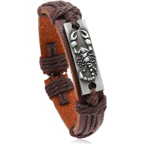 Vjosa Punk Rock Vintage Scorpion Pattern Barkband Rope Rope Pu Cuff Cuff Cuff