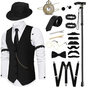 Charming 18PCS Roring 20's Custome Outfits Accessories for 1920s Gatsby Themed Party