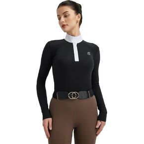 FitsT4 Sports Womens Equestrian Show Shirts UPF50 Long Sleeve Performance Horse Riding Tops with Cooling Mesh Panels