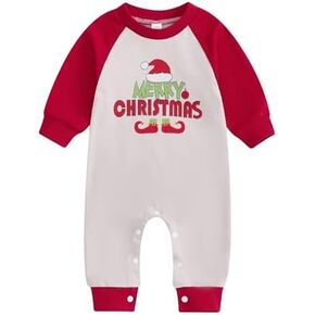 FIOMVA My First Christmas Baby Boy Girl Outfit Infant One Piece Jumpsuit Newborn Christmas Romper Fall Winter Clothes