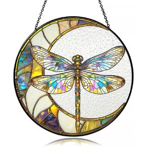 Moon Suncatcher Stained Glass Window Hanging Decor-Celestial Night Sky Design for Indoor Windows, Bedroom or Living Room, Unique Gift for Women, Housewarming, New Home and Spiritual Space Decoration