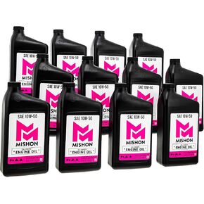MISHON Engine Oil 10W-50 Full Synthetic Motorcycle 12 Quart Case