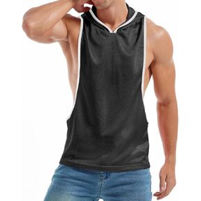 Men's Workout Hooded Tank Tops Bodybuilding Muscle Cut Off T Shirt Sleeveless Gym Hoodies