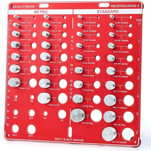 Thread Checker, 28 Nut and Bolt Thread Checker, Premium 14 Metric & 14 Standard Identibolt, Bolt and Nut Identifier Gauge, Accurate Thread Gauge with Centimeters and Inches Scales on Both Sides in Saudi Arabia