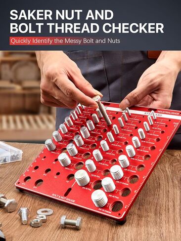 Thread Checker, 28 Nut and Bolt Thread Checker, Premium 14 Metric & 14 Standard Identibolt, Bolt and Nut Identifier Gauge, Accurate Thread Gauge with Centimeters and Inches Scales on Both Sides in Saudi Arabia