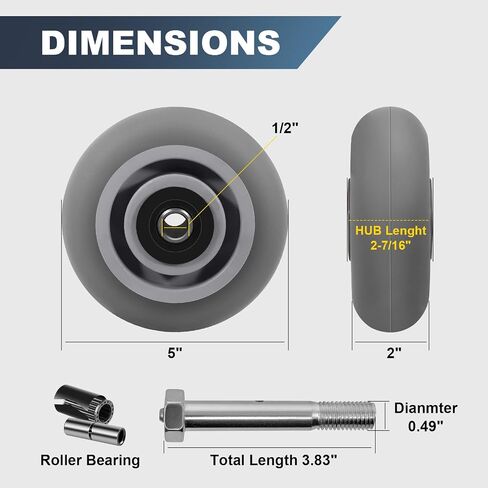 Heavy Duty Caster Wheels 6 inch Industrial Caster Wheels, Thermoplastic Rubber Wheels（Crown Tread - Castors Wheels Sets 4 - with 2000 LB Capacity in Saudi Arabia