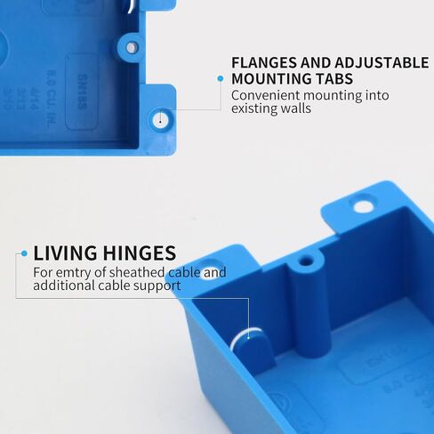 XIUTE 2-Gang PVC Old Work Retrofit Standard Switch/Outlet Wall Electrical Box,Non-Metallic 2 Gang Junction Box,Blue 25 cu. Inches,ETL Listed,1PCS in Saudi Arabia