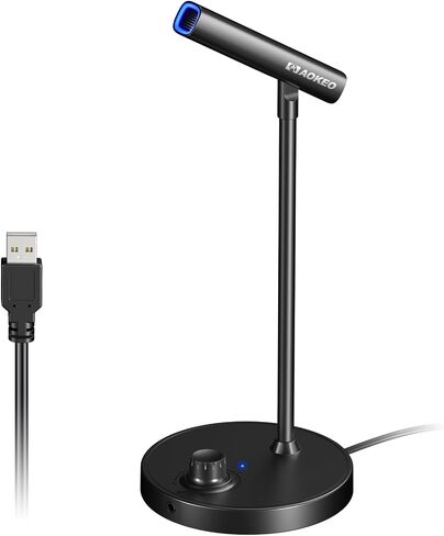 Aokeo Gaming Microphone, USB Computer Microphone for PC, Mac, PS4/5, Condenser Podcast Mic for Studio Recording, for Streaming Podcast YouTube, with Led Light in Saudi Arabia