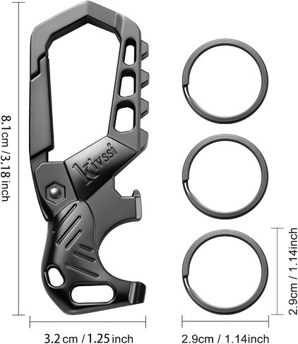 Heavy duty metal keychains, Carabiner clip Car key chains,Fashion family keychain bottle opener and 3 Key Rings suitable for men and women.（Black-1pcs） in Saudi Arabia