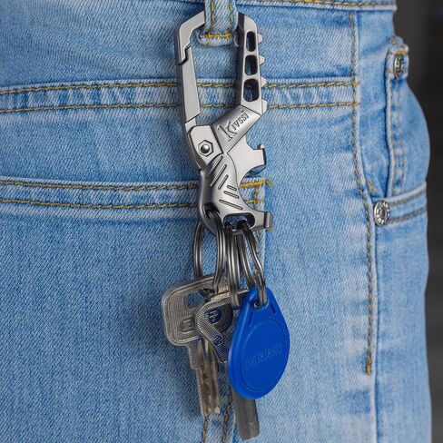 Heavy duty metal keychains, Carabiner clip Car key chains,Fashion family keychain bottle opener and 3 Key Rings suitable for men and women.（Black-1pcs） in Saudi Arabia