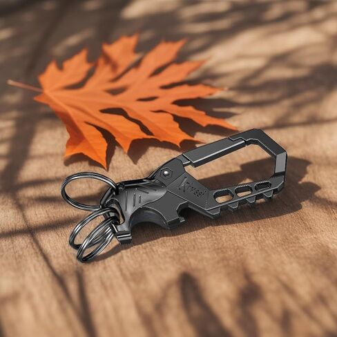 Heavy duty metal keychains, Carabiner clip Car key chains,Fashion family keychain bottle opener and 3 Key Rings suitable for men and women.（Black-1pcs） in Saudi Arabia