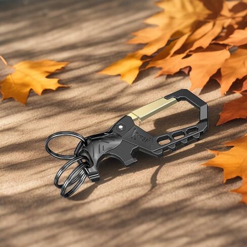 Heavy duty metal keychains, Carabiner clip Car key chains,Fashion family keychain bottle opener and 3 Key Rings suitable for men and women.（Black-1pcs） in Saudi Arabia