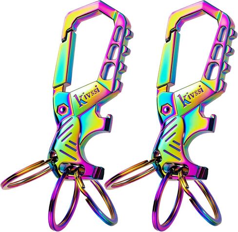 Heavy duty metal keychains, Carabiner clip Car key chains,Fashion family keychain bottle opener and 3 Key Rings suitable for men and women.（Black-1pcs） in Saudi Arabia