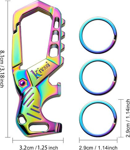 Heavy duty metal keychains, Carabiner clip Car key chains,Fashion family keychain bottle opener and 3 Key Rings suitable for men and women.（Black-1pcs） in Saudi Arabia