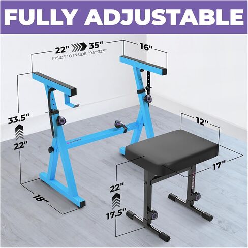 Liquid Stands Pink Piano Keyboard Stand and Bench Set - Portable Heavy Duty Digital Piano Stand for 54-88 Key Electric Pianos & Adjustable Piano Bench, Chair,Stool Sturdy Keyboard Music Stand and Seat in Kuwait